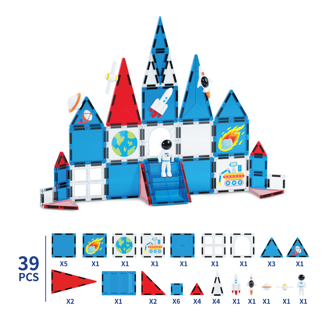 Scoobies Galaxy Magnetic Tiles , Space-Themed Designs: Astronaut, Rockets, Stars & More