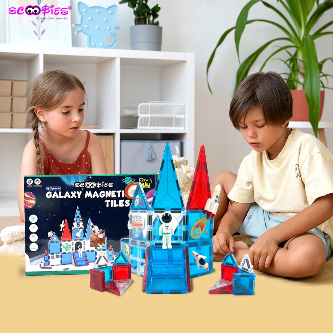 Scoobies Galaxy Magnetic Tiles , Space-Themed Designs: Astronaut, Rockets, Stars & More