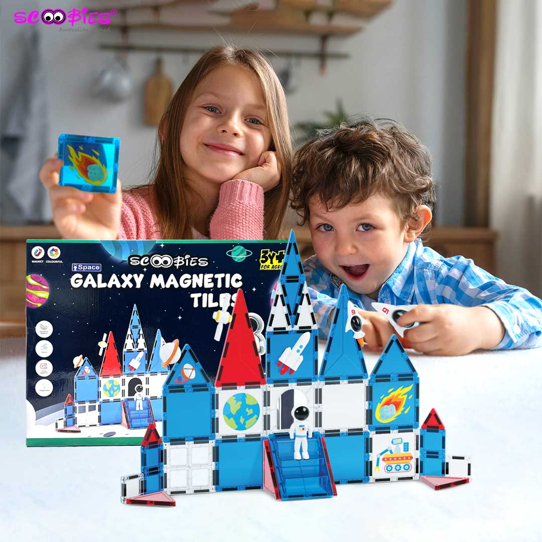 Scoobies Galaxy Magnetic Tiles , Space-Themed Designs: Astronaut, Rockets, Stars & More