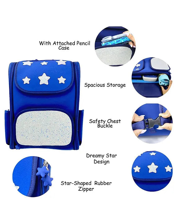 Scoobies Starry Glow Backpack - Shiny Star Print, EVA Case & Premium Comfort!