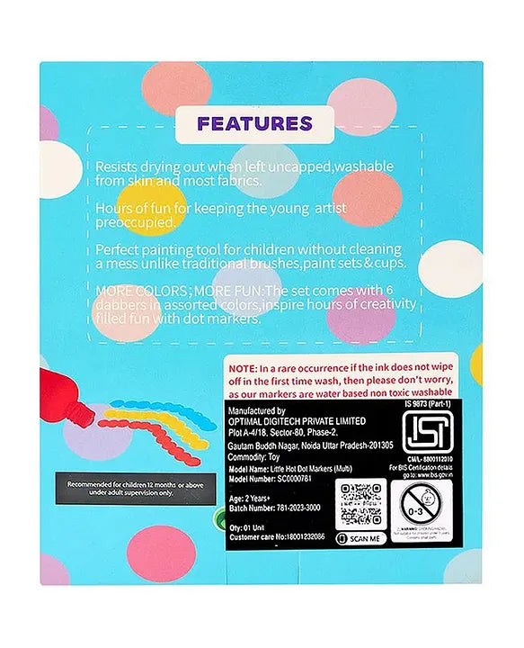Dot Markers , Easy-to-Grip, Mess-Free, Non-Toxic Markers for Toddlers