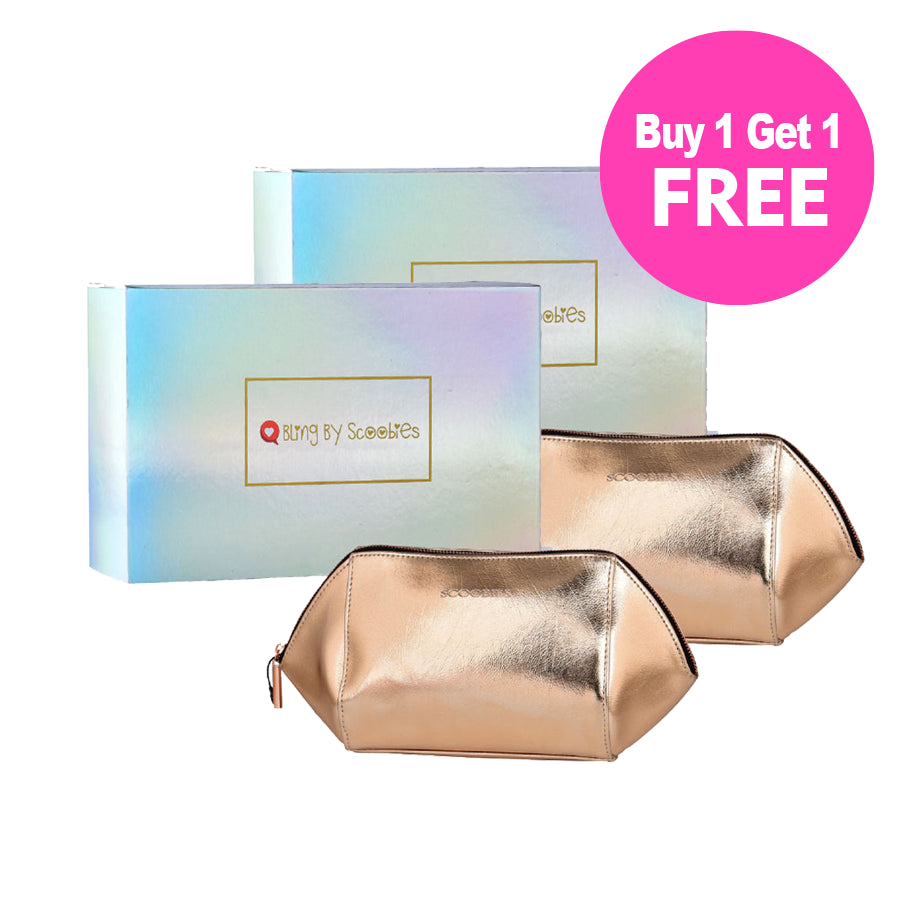 BUY 1 GET 1 FREE, Bewitching Gold Makeup Pouch - Perfect for on the go!