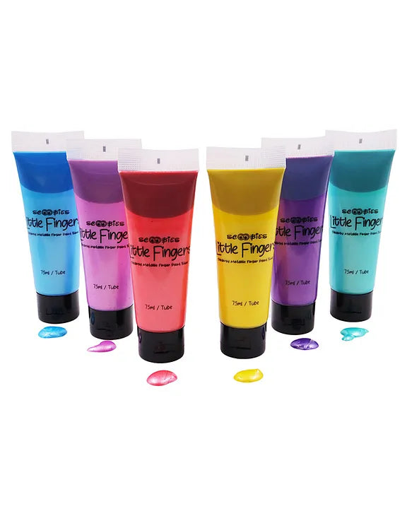 Scoobies Metallic Finger Paints Set of 6 | Sparkly Fun for Little Hands