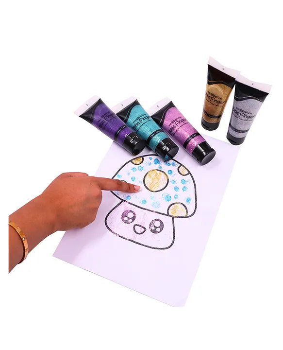 Glitter Finger Paints for Kids Set of 6 | Non-Toxic & Washable Sensory Finger Paint | Hand painting for Kids
