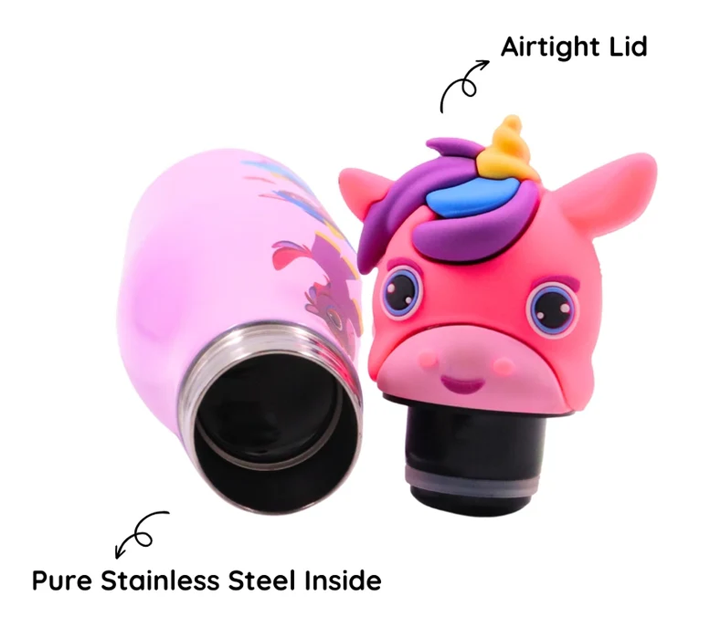 Scoobies Unicorn Head Stainless Steel Bottle With Cute Unicorn Cap | Easy to Carry