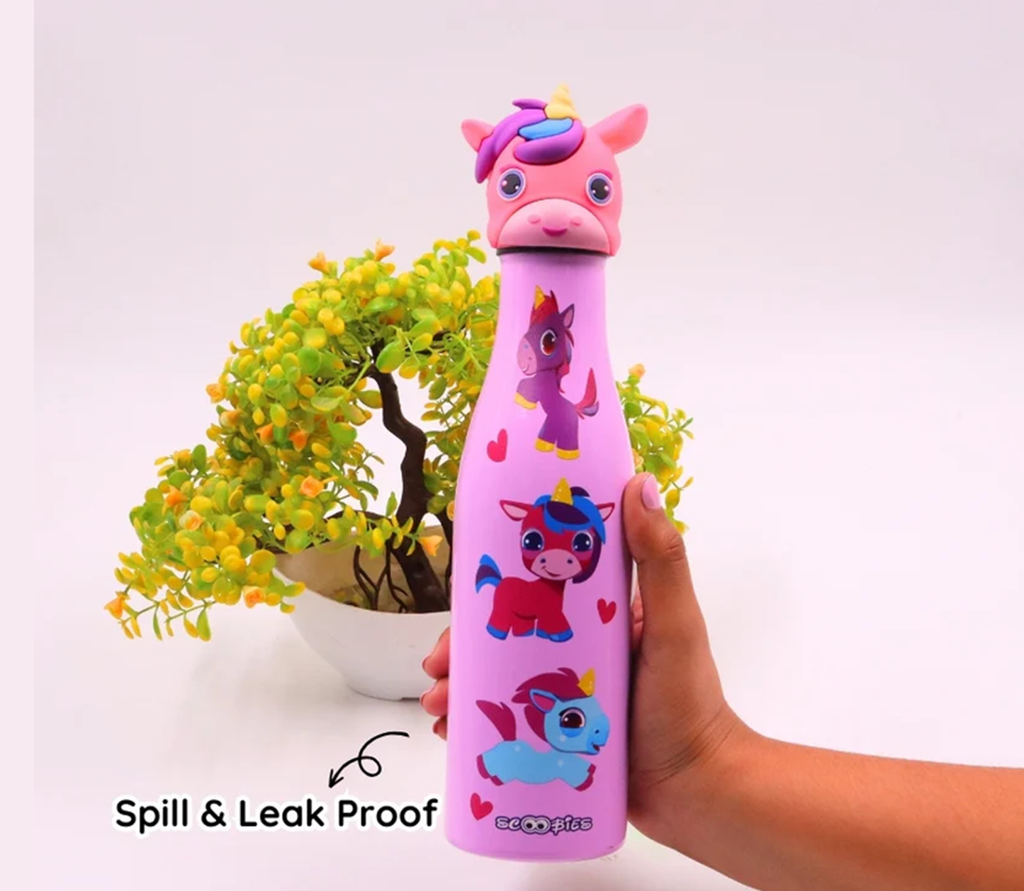 Scoobies Unicorn Head Stainless Steel Bottle With Cute Unicorn Cap | Easy to Carry