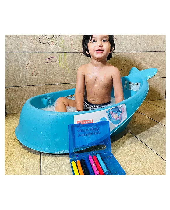 Bath Crayons | Set of 10 Washable Crayons | With Drag Along Push Tab | Multi-surface Compatible