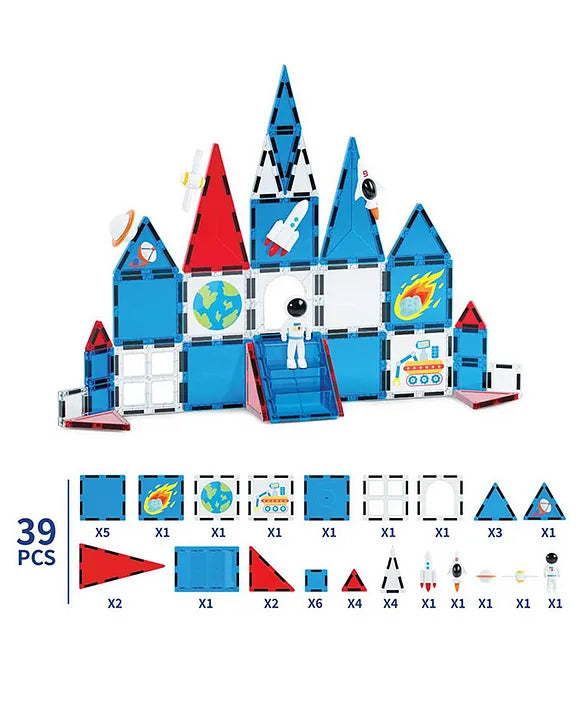 Scoobies Galaxy Magnetic Tiles , Space-Themed Designs: Astronaut, Rockets, Stars & More