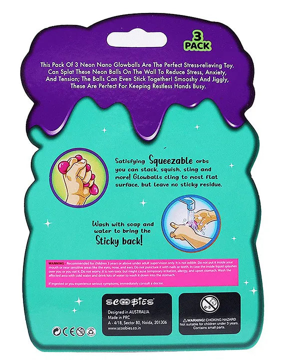 Nano Glow Balls – Mini Multi Color Glow-in-the-Dark Sensory Balls for Kids 3+ | Soft, Stretchy, and Squishy Fun in 2 Variants