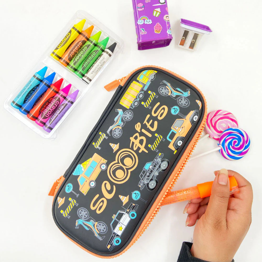 Construction Racing Pencil Case | With Separate Pens Slot | Premium EVA Quality | Multi-Use Pouch