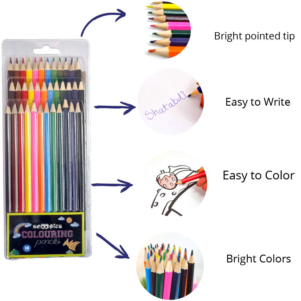 Coloring Pencils - Pack of 36 Multi-Color Pencils