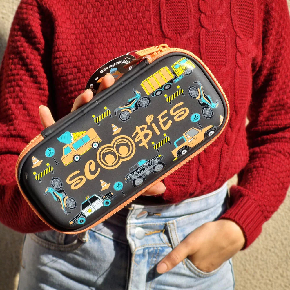 Construction Racing Pencil Case | With Separate Pens Slot | Premium EVA Quality | Multi-Use Pouch