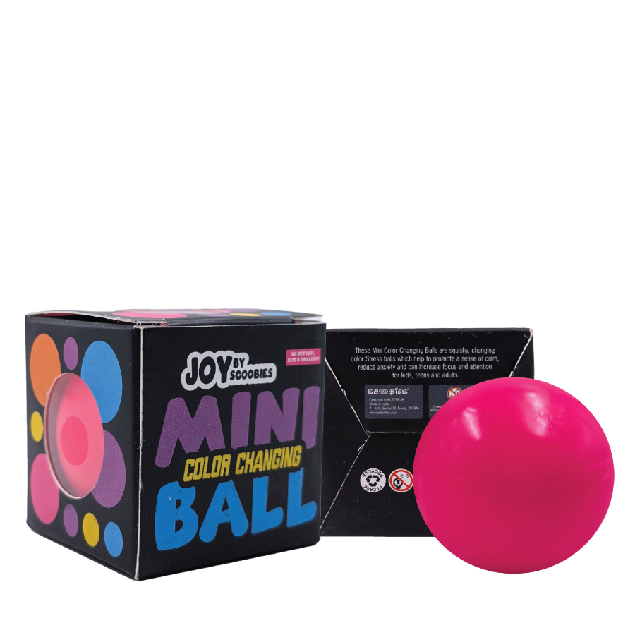 SCOOBIES Mini Color Changing Ball (Pack of 1) | Soft and Sticky Stress Relief Toy – Non-Toxic Rubber Sensory Ball for Kids & Adults | Color-Changing Fidget Fun | Vibrant Colors