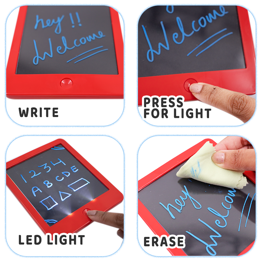 Glimmer Board - Drawing Pad with 2 Light Effects, Reusable Neon Pen & Easy Clean Wipe | Age 3+ Scree Free Play | Reusable, Mess-Free, Portable & Creative Learning Toy Gift