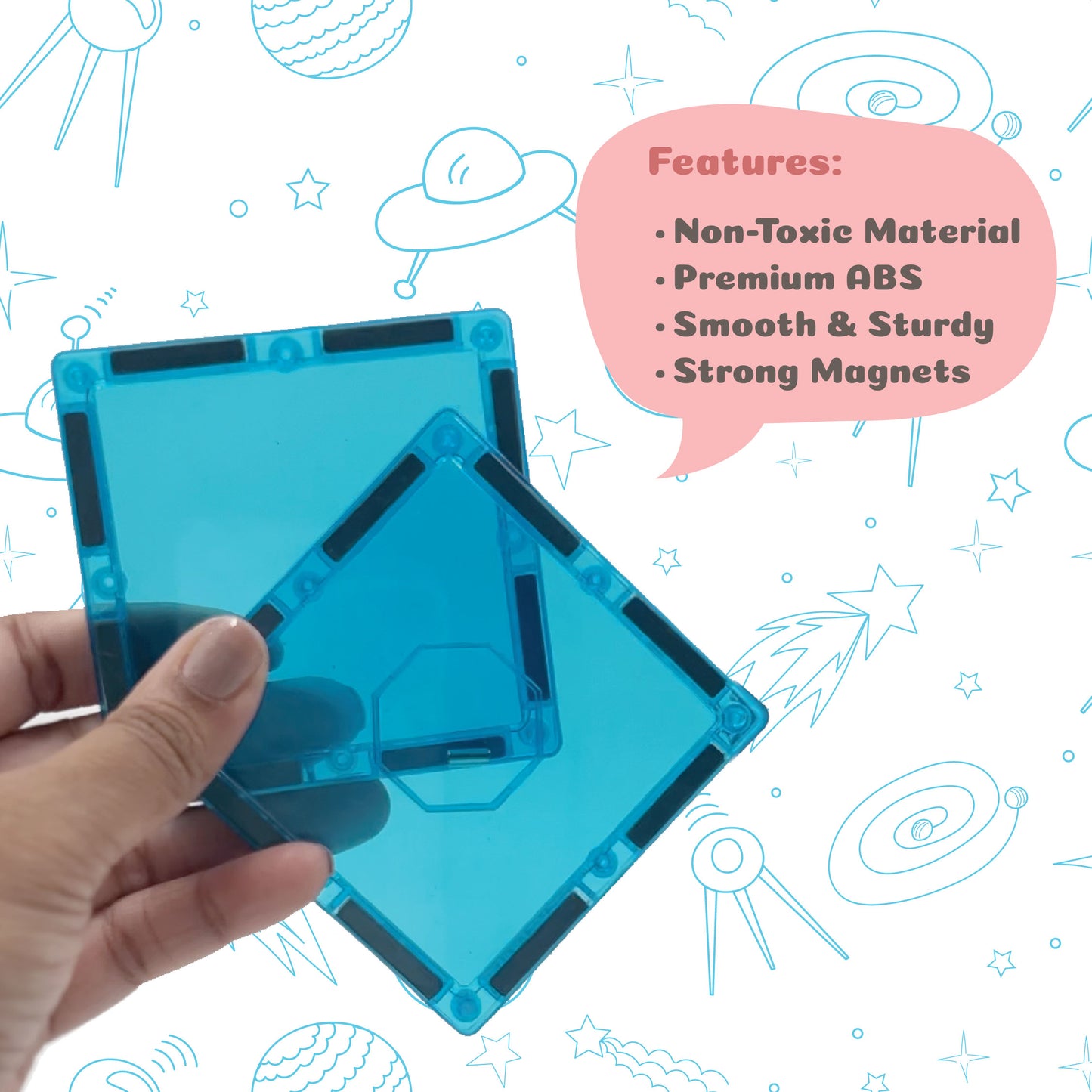 Scoobies Galaxy Magnetic Tiles , Space-Themed Designs: Astronaut, Rockets, Stars & More