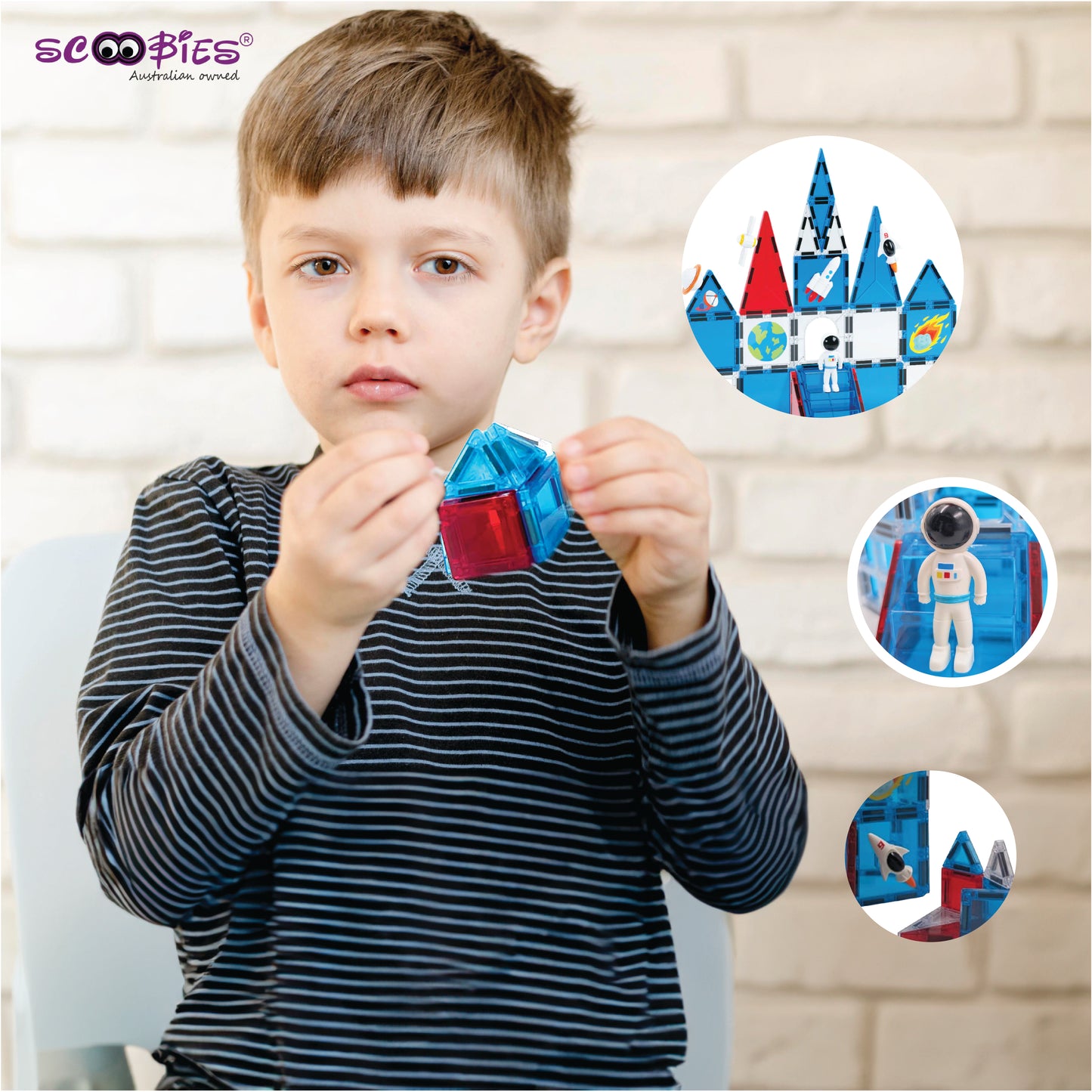 Scoobies Galaxy Magnetic Tiles , Space-Themed Designs: Astronaut, Rockets, Stars & More