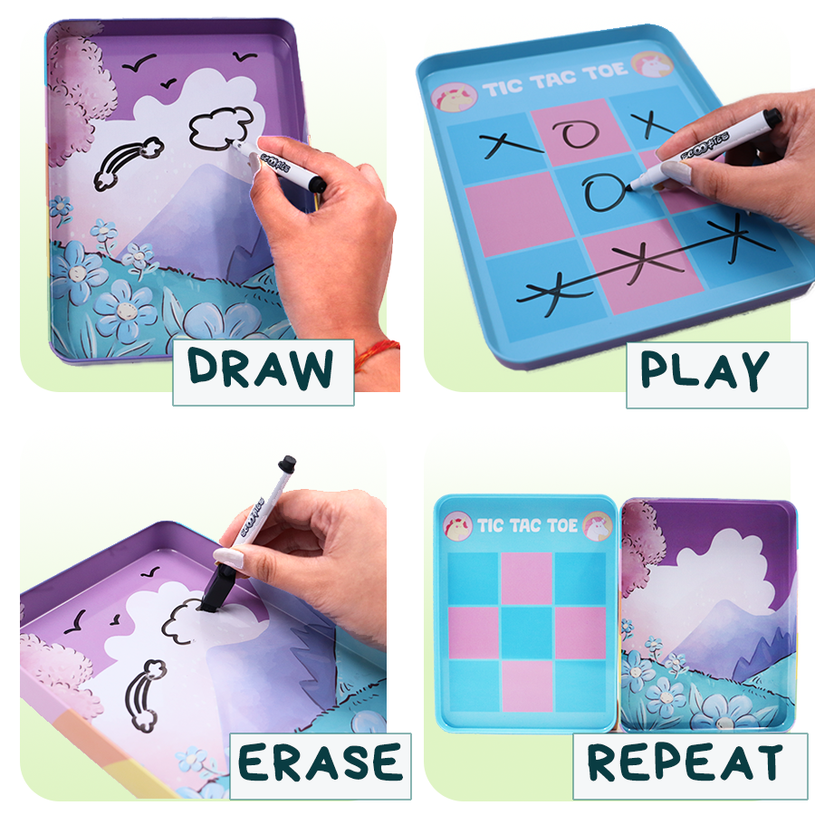 Scoobies Unicorn Travel Tin – Magical On-the-Go Activity Kit for Kids 3+ | Screen-Free Creativity in a Tin