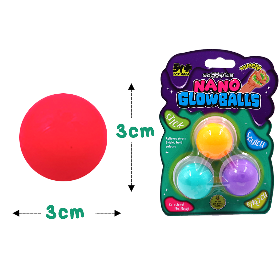 Nano Glow Balls – Mini Multi Color Glow-in-the-Dark Sensory Balls for Kids 3+ | Soft, Stretchy, and Squishy Fun in 2 Variants