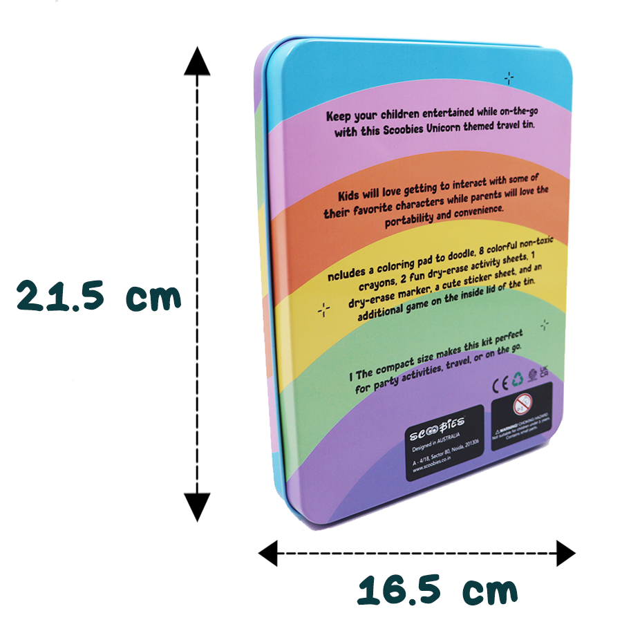 Scoobies Unicorn Travel Tin – Magical On-the-Go Activity Kit for Kids 3+ | Screen-Free Creativity in a Tin