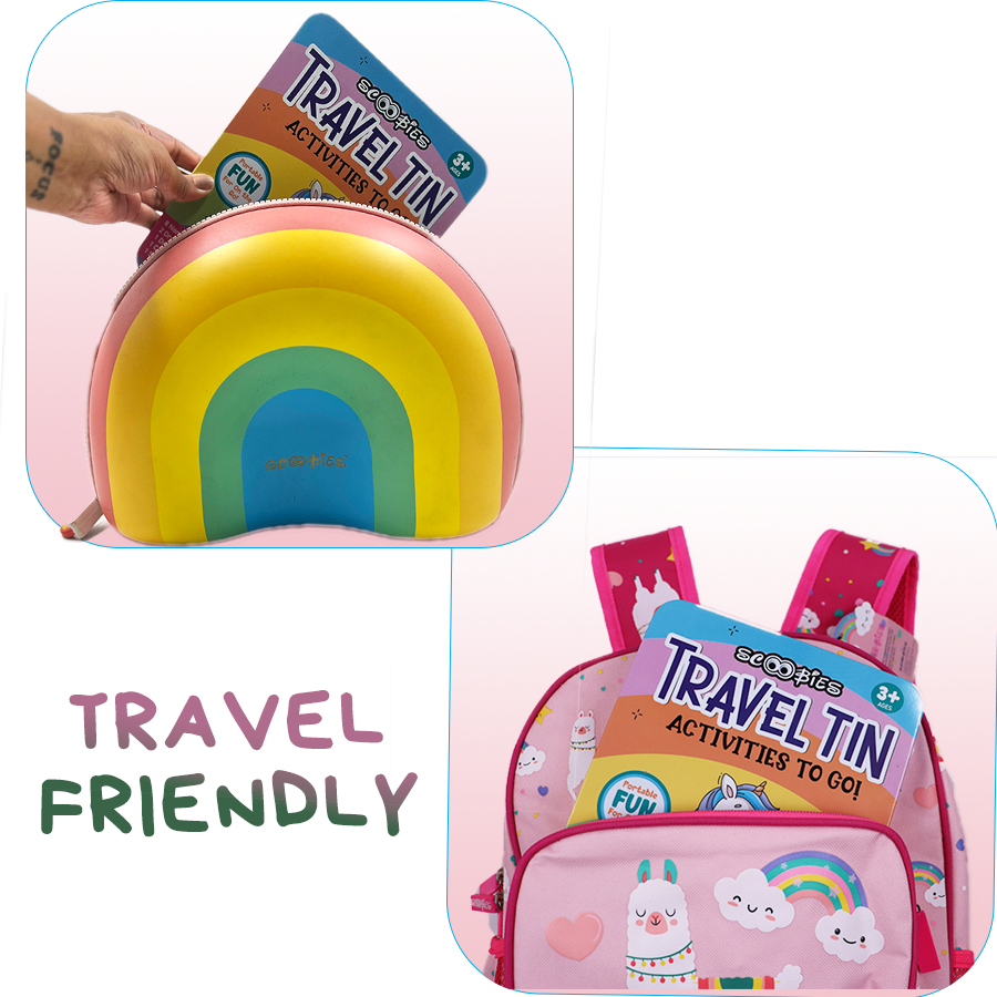 Scoobies Unicorn Travel Tin – Magical On-the-Go Activity Kit for Kids 3+ | Screen-Free Creativity in a Tin