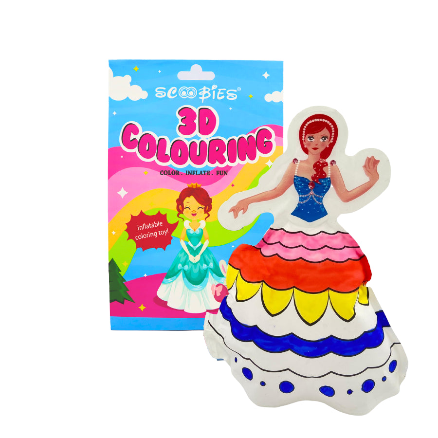 3D Coloring | Inflatable Princess with 5 Markers | Reusable Toy