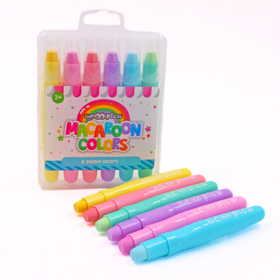 Macaroon Colors 6 Pastel Crayons for Mess-Free, Smudge-Free Art Fun