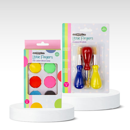 Happy Art Hours Combo - Chubby Brushes & Water Color Blocks