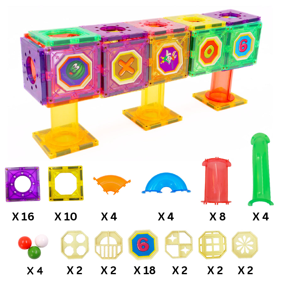 Run Magnetic Tiles - 78 Piece Construction Set