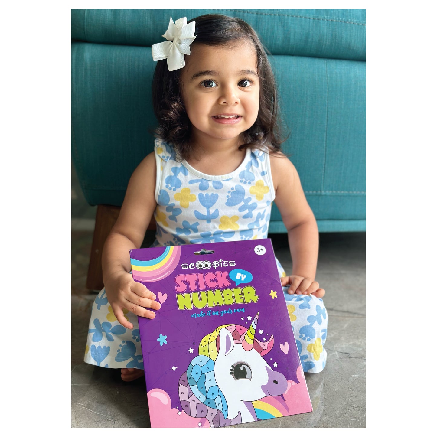 Stick by Number | Unicorn & More Designs | 150+ Repositionable Stickers | Stick & Colour Activity | Educational Puzzle Game