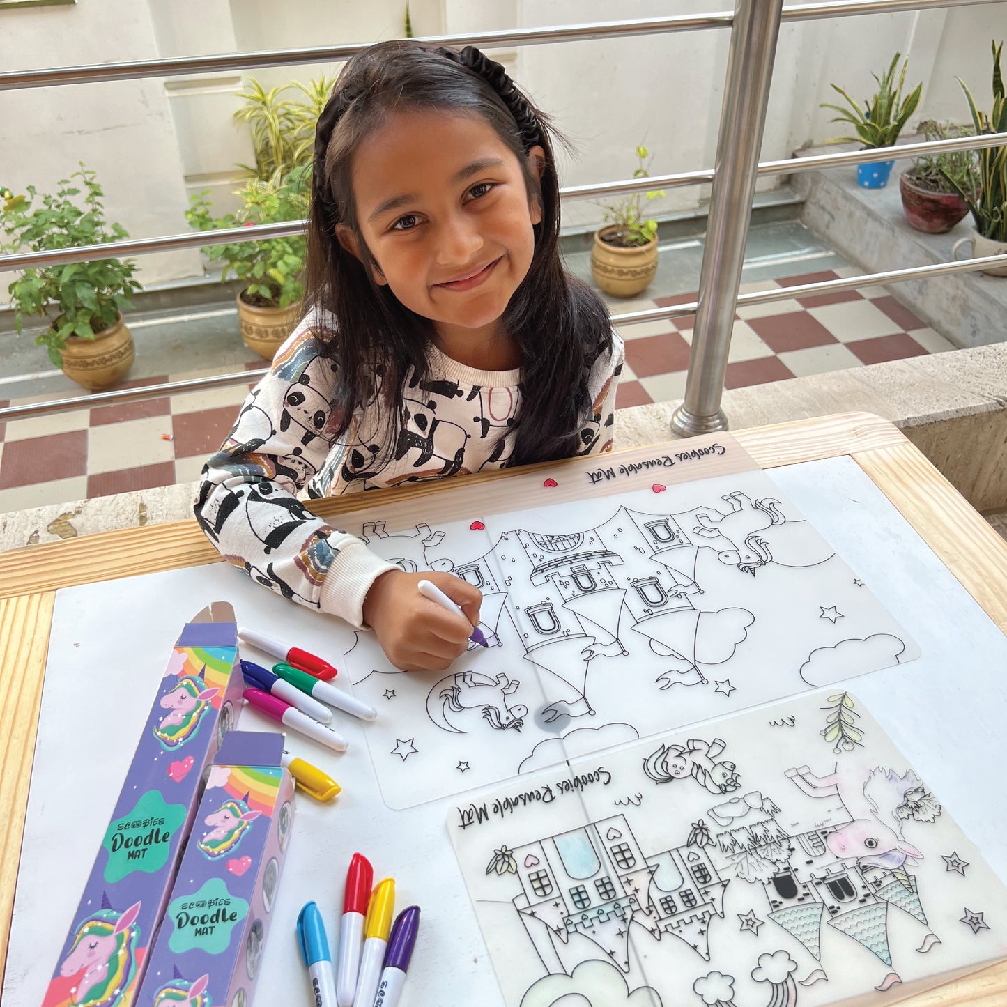 Silicone Doodle Mat - Long & Prolong (Unicorn Theme) | BPA-Free Silicone Prime Quality | Food Grade Quality | Washable & Reusable | Dine N Mess-Free Placemat | Your DIY Travel Buddy