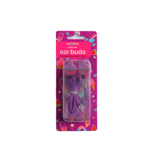 Cupcake Charm Earbuds  | Ear Wired Earphones | Pinklicious  Cupcake Shape  | 3.5 mm Jack  | Tangle Free Cable