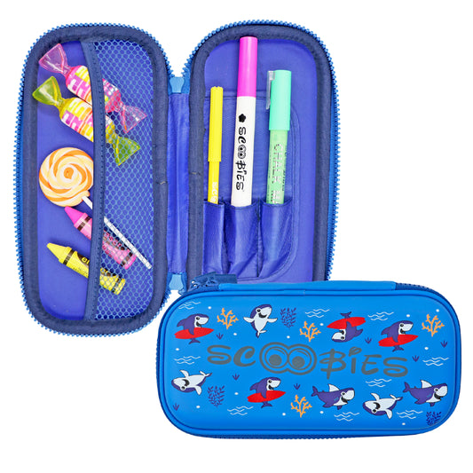 Glow-in-the-Dark Pencil Case (Planet Shark) | Premium EVA Quality | With Separate Stationery Slot | Multi-Use Pouch