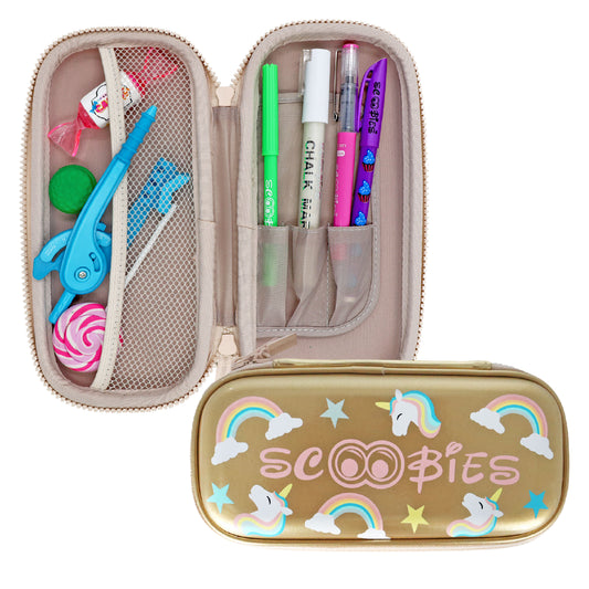 Golden Unicorn Pencil Case | With Separate Pens Slot | Premium EVA Quality | Multi-Use Pouch