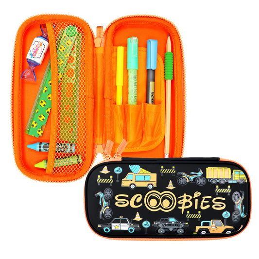 Construction Racing  Pencil Case | With Separate Pens Slot | Premium EVA Quality | Multi-Use Pouch