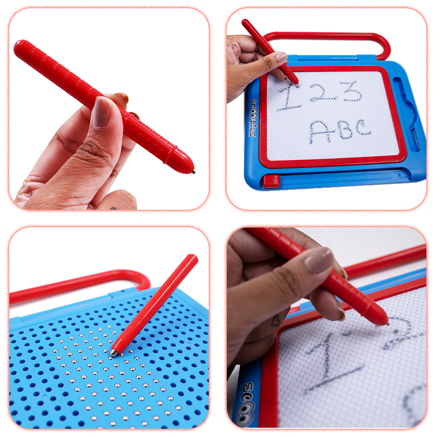 Scoo Fun (Blue) 2-in-1 Board Magical Slate and Magnetic Board Writing & Magnetic Play | Learning Toy with Art Fun Doodles & Magnetic Play with Alphabets Numbers & Shapes , Educational Toy for Kids (3+ Years)