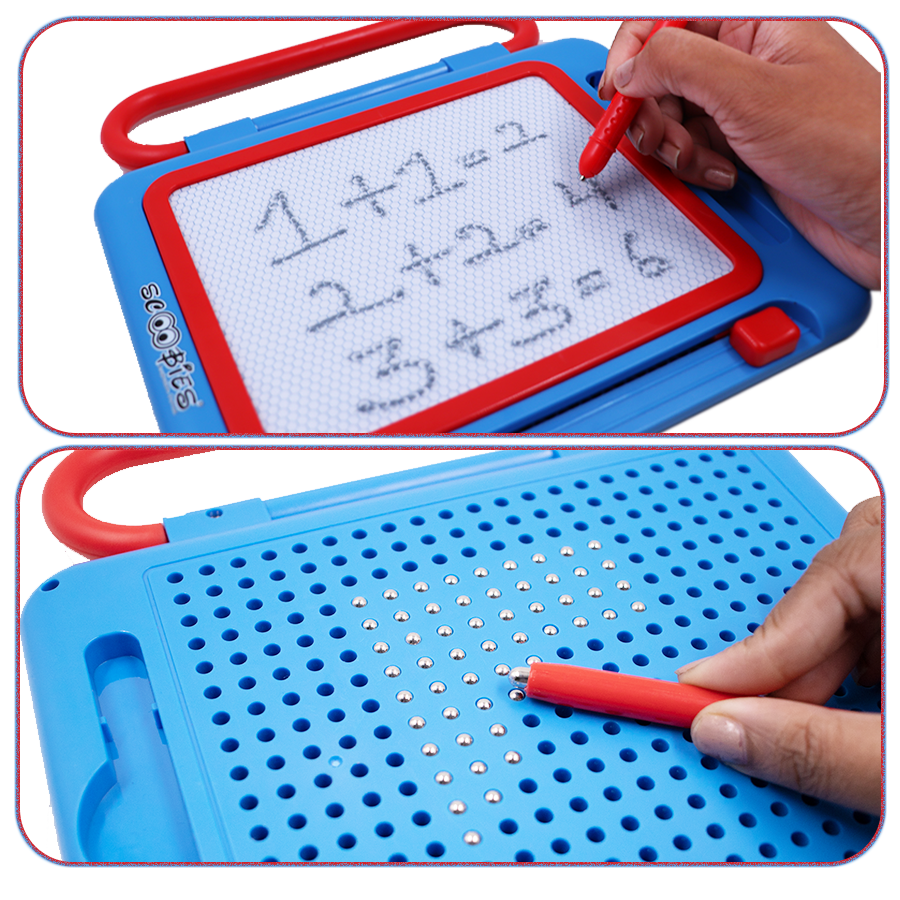 Scoo Fun (Blue) 2-in-1 Board Magical Slate and Magnetic Board Writing & Magnetic Play | Learning Toy with Art Fun Doodles & Magnetic Play with Alphabets Numbers & Shapes , Educational Toy for Kids (3+ Years)