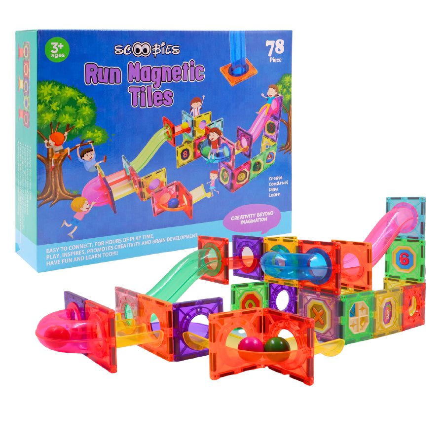 Run Magnetic Tiles - 78 Piece Construction Set