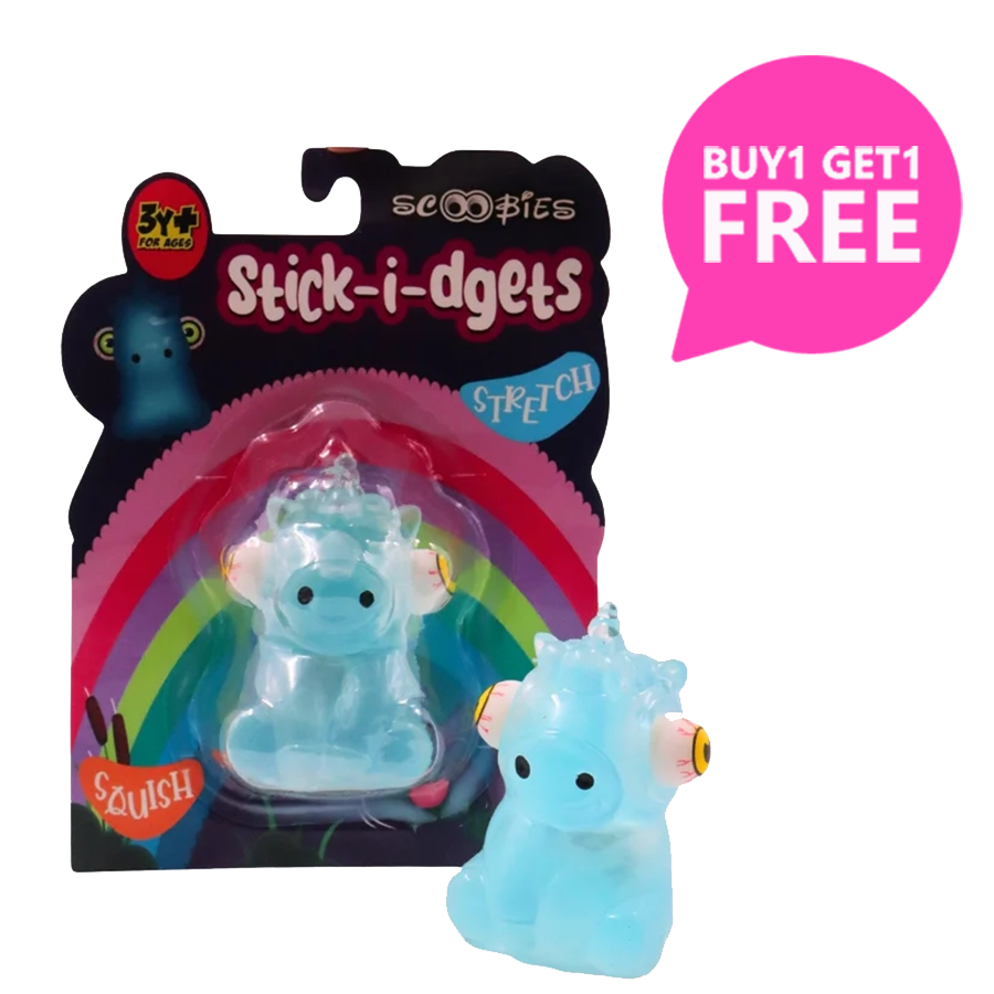 Buy 1 get 1 free Stick-i-dgets (Blue) - Color-Changing Squishy Toy that glows and pops!