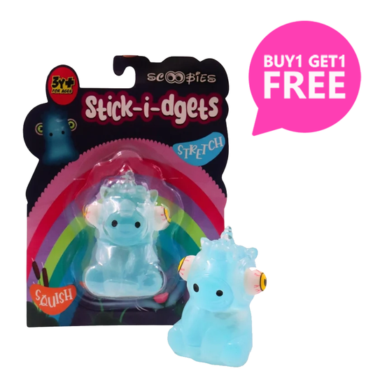 Buy 1 get 1 free Stick-i-dgets (Blue) - Color-Changing Squishy Toy that glows and pops!