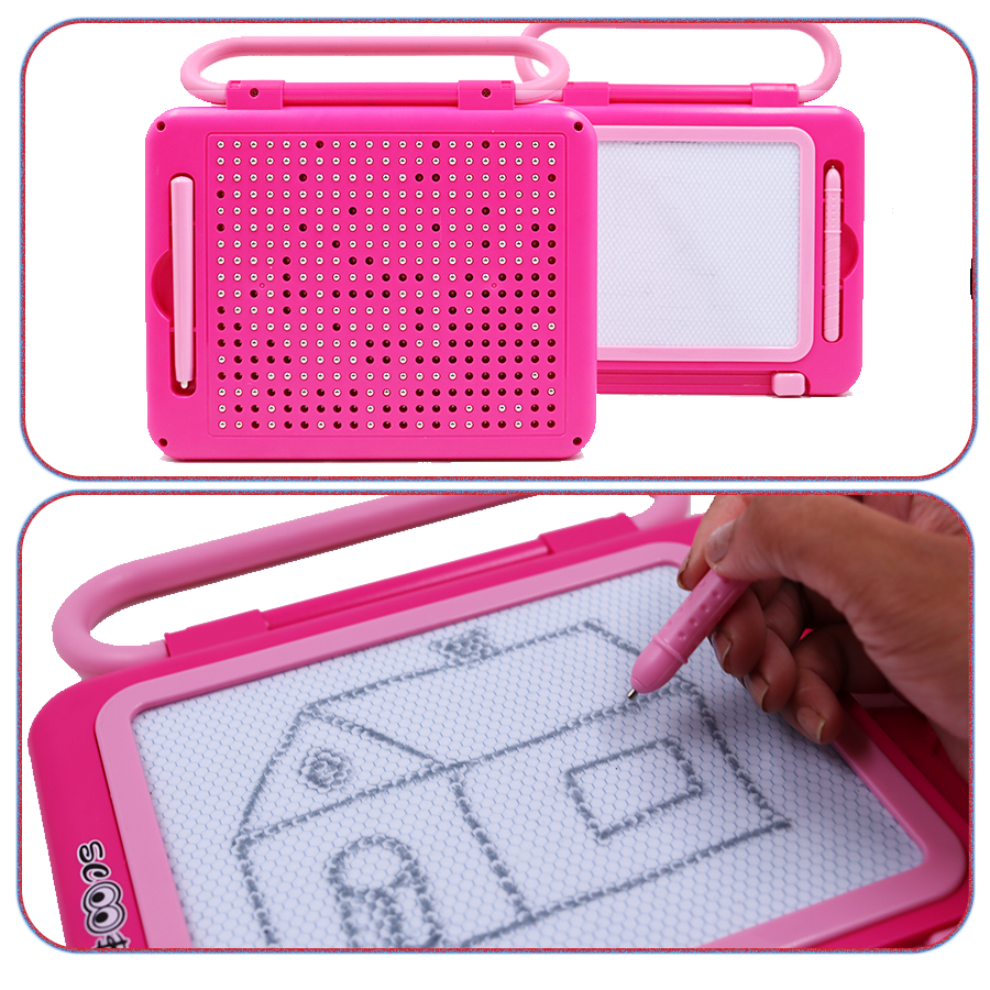 Scoo Fun (Pink) 2-in-1 Board Magical Slate and Magnetic Board Writing & Magnetic Play| Learning Toy with Art Fun Doodles & Magnetic Play with Alphabets Numbers & Shapes , Educational Toy for Kids (3+ Years)