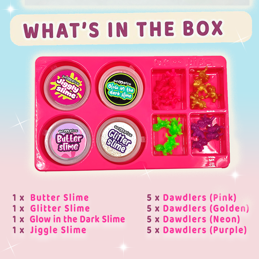 Uni GooGoo Slime Party (Pink) 4 Slimes + 20 Unicorn Dawdlers, Stretch, Squish & Decorate