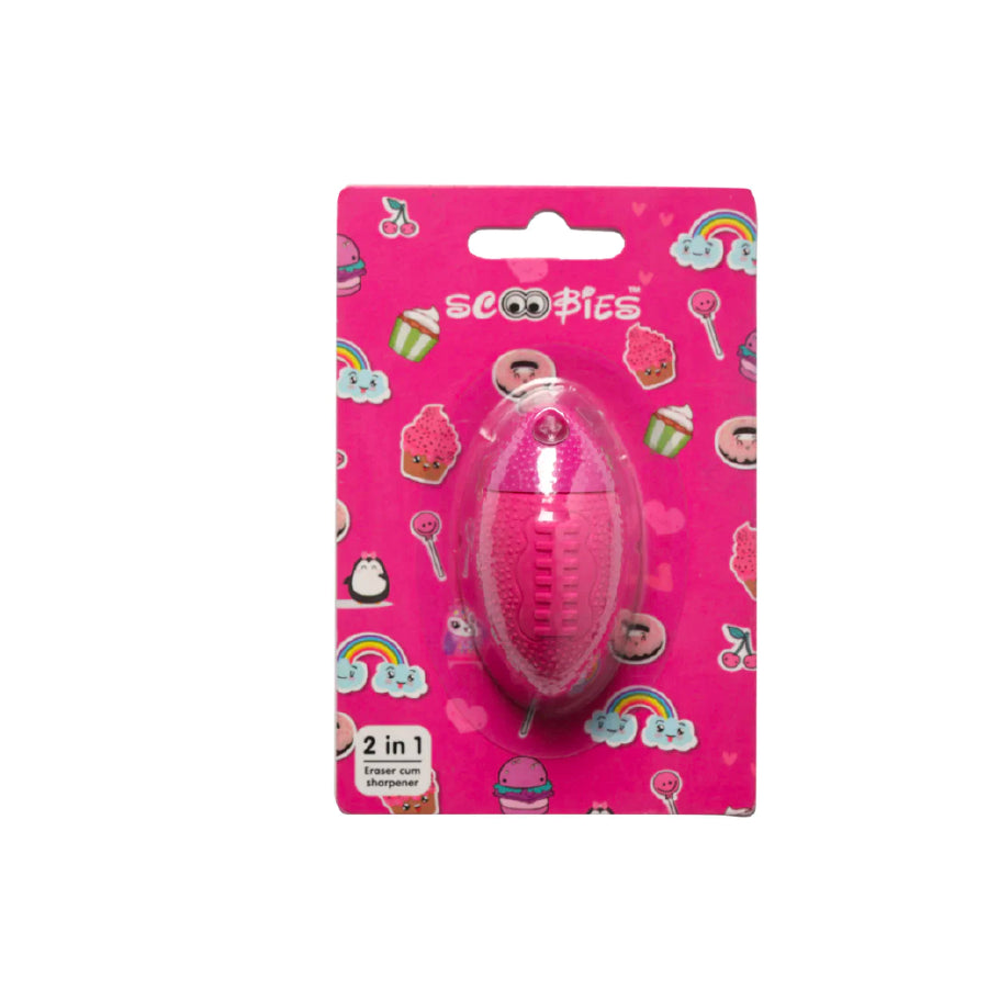2 In 1 Sharpener Cum Eraser (Multicolour) | Volleyball Shape | With receptacle | Non-Toxic | Minimal Crumbling | Long Lasting