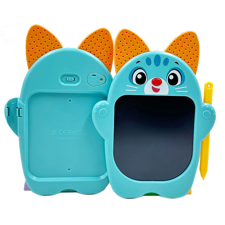 Scoo-Wee Cat Shaped Multi-Color Screen Doodle Pad with One-Click Erase | LCD Drawing Board | Reusable & Eco-Friendly Toy for Kids 3+ | Screen-Free Play