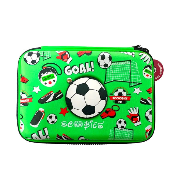 Footie In Scoobies Time Pencil Case  |  In-built Watch  |  Sporty Green Design