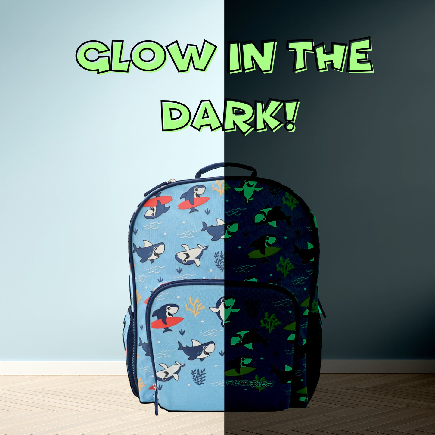 Shark Glow in the dark bag 16”