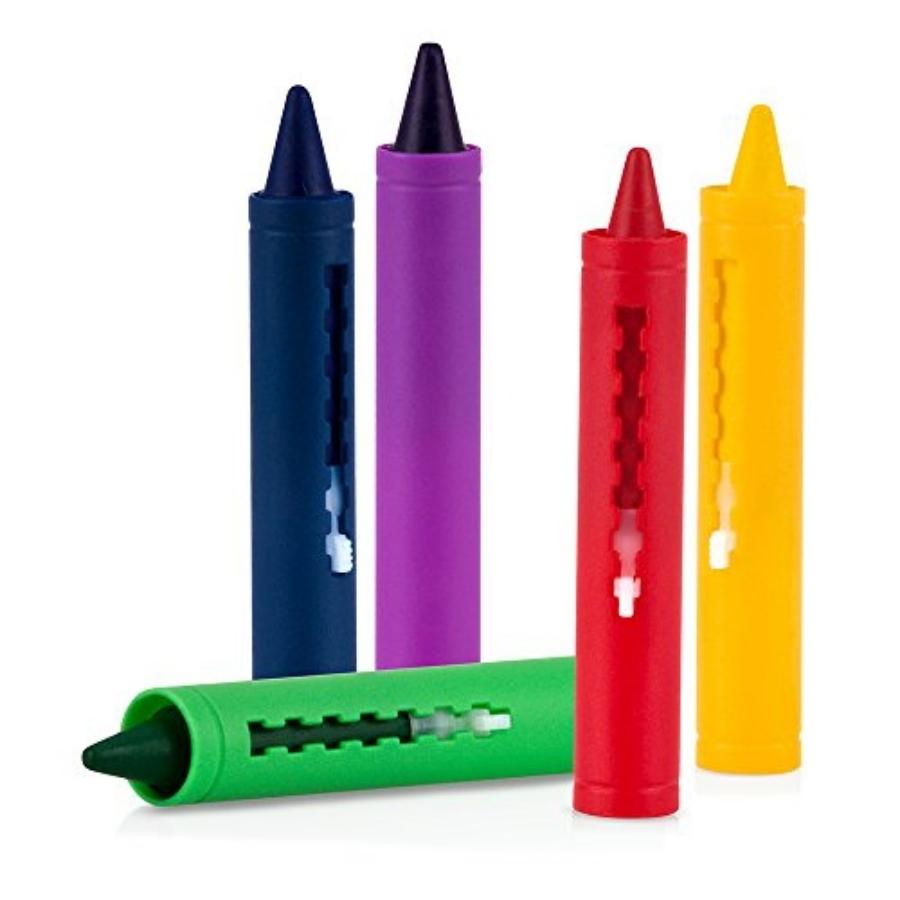 Bath Crayons | Set of 10 Washable Crayons | With Drag Along Push Tab | Multi-surface Compatible