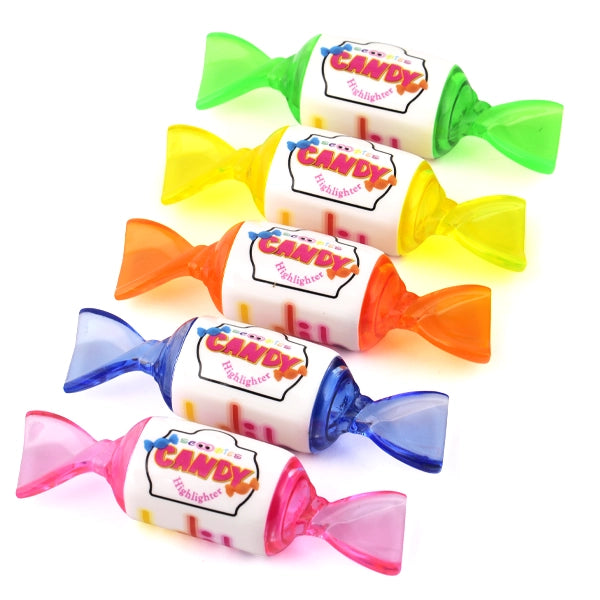 Candy Highlighters | Dual Fine Tip | Delusive Cutesy Candy Shape | 5 Assorted Colours | Long-lasting Candy Scent