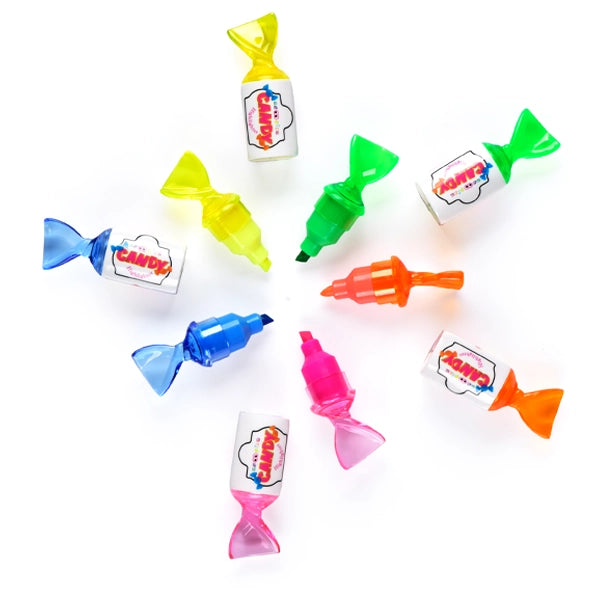 Candy Highlighters |  Dual Fine Tip |  Delusive Cutesy Candy Shape | 5 Assorted Colours | Long-lasting Candy Scent