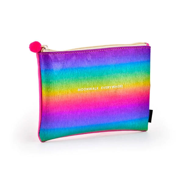 Shiney Moonwalk Pencil Pouch | With Pom Pom Zip Puller |  Sassy Holographic Shiny Design |  Multi-Utility Pouch | Pack of 2