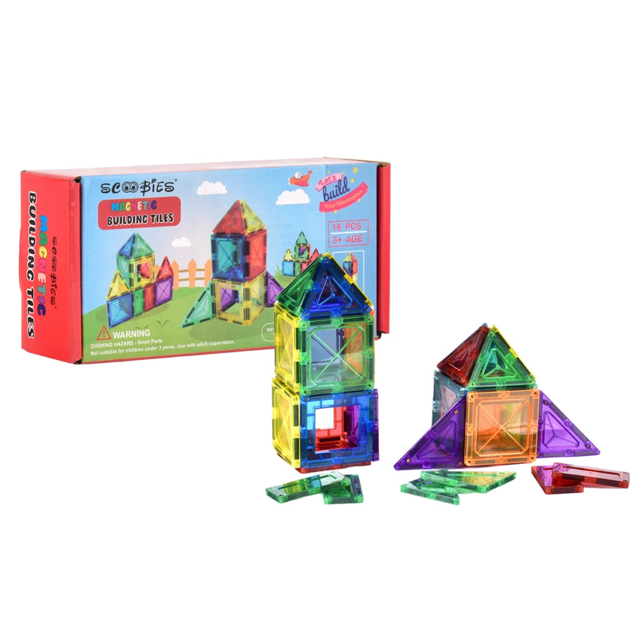 Magnetic Tiles 16 Pieces Elementary Play Learn Set – Scoobies